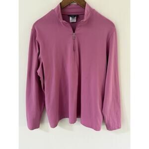 Lands End Pullover Women M Pink 1/4 Zip Polyester Long Sleeve Size XL Cotton